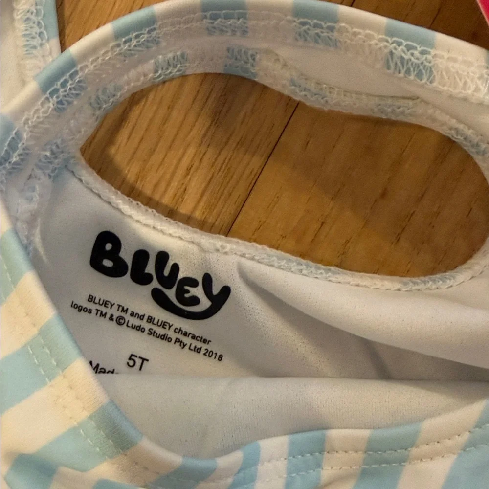 Bluey Hooded Beach Cloth Coverup & Floral Swimsuit Set - Light Blue & Multicolor - Picture 3 of 12